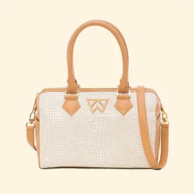 I Duffle Dare You in Stone White Baby Croc and Camel