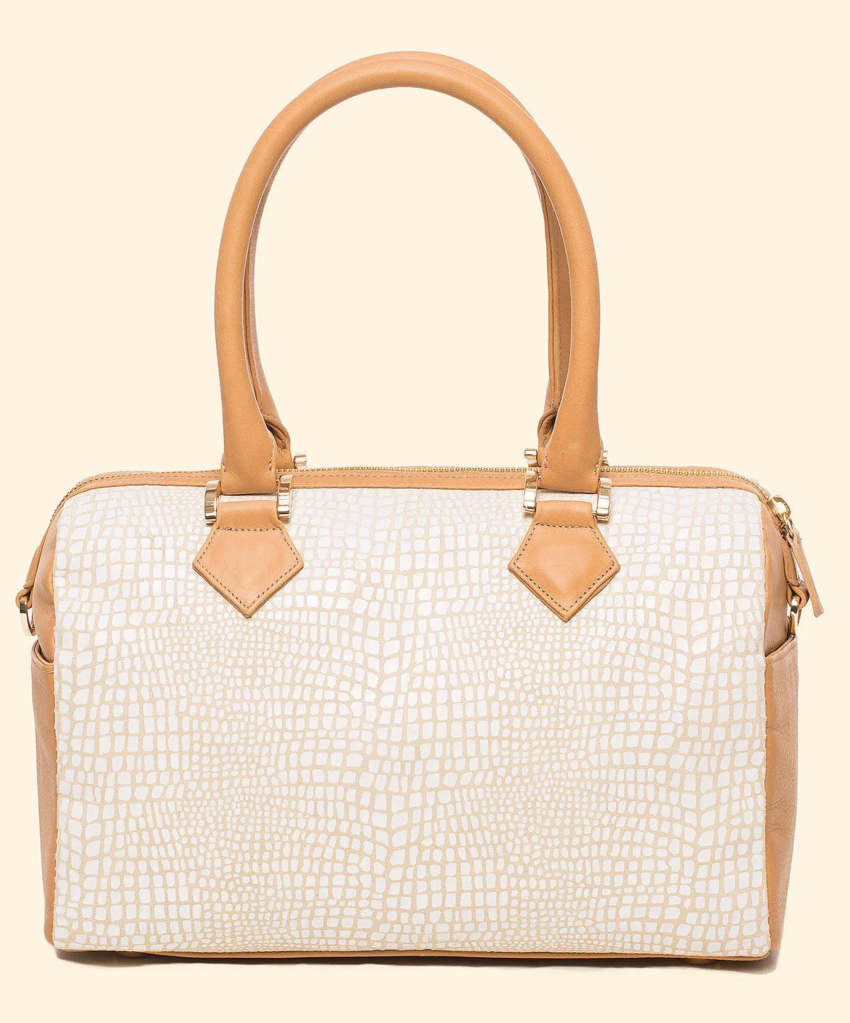 I Duffle Dare You in Stone White Baby Croc and Camel