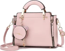 I IHAYNER Fashion Purses and Handbags for Women Top Handle Bag Girls Small Crossbody Shoulder Bag for Ladies with Kitty Purse