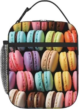 Insulated Lunch Bag for Women Reusable Lunch Box for Office Travel Thermal Lunchbox Macaron Biscuit Flavored Pastries Lunch Tote Bags Leakproof Cooler Bag for Men Large Capacity Meal Bag