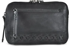 Kailey Concealed Self Defence Waist Bag by Lady Conceal - Buffalo or Suede Cowhide Leather, 3 Open Sides and Locking Zippers with Universal Holster (Black) - 8" L x 5.5" H x 2.25"