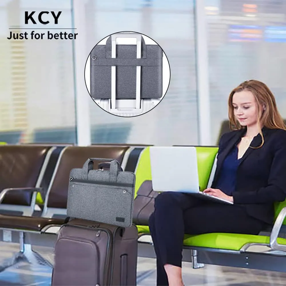 KCY Laptop Bag Case 15.6 Inch with Shoulder Starp, Slim Computer Sleeve Cover Compatible with MacBook Air 15 M2, New MacBook Pro 16 M1 2021-2023, 15-16 Inch Hp Lenovo Dell Acer Asus Notebook, Grey