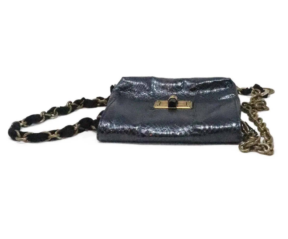Lanvin Metallic Navy Snakeskin Crossbody