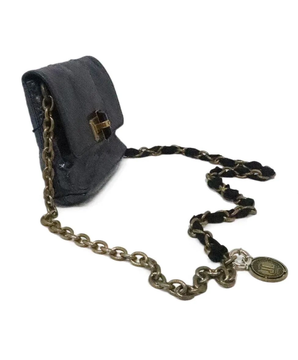Lanvin Metallic Navy Snakeskin Crossbody