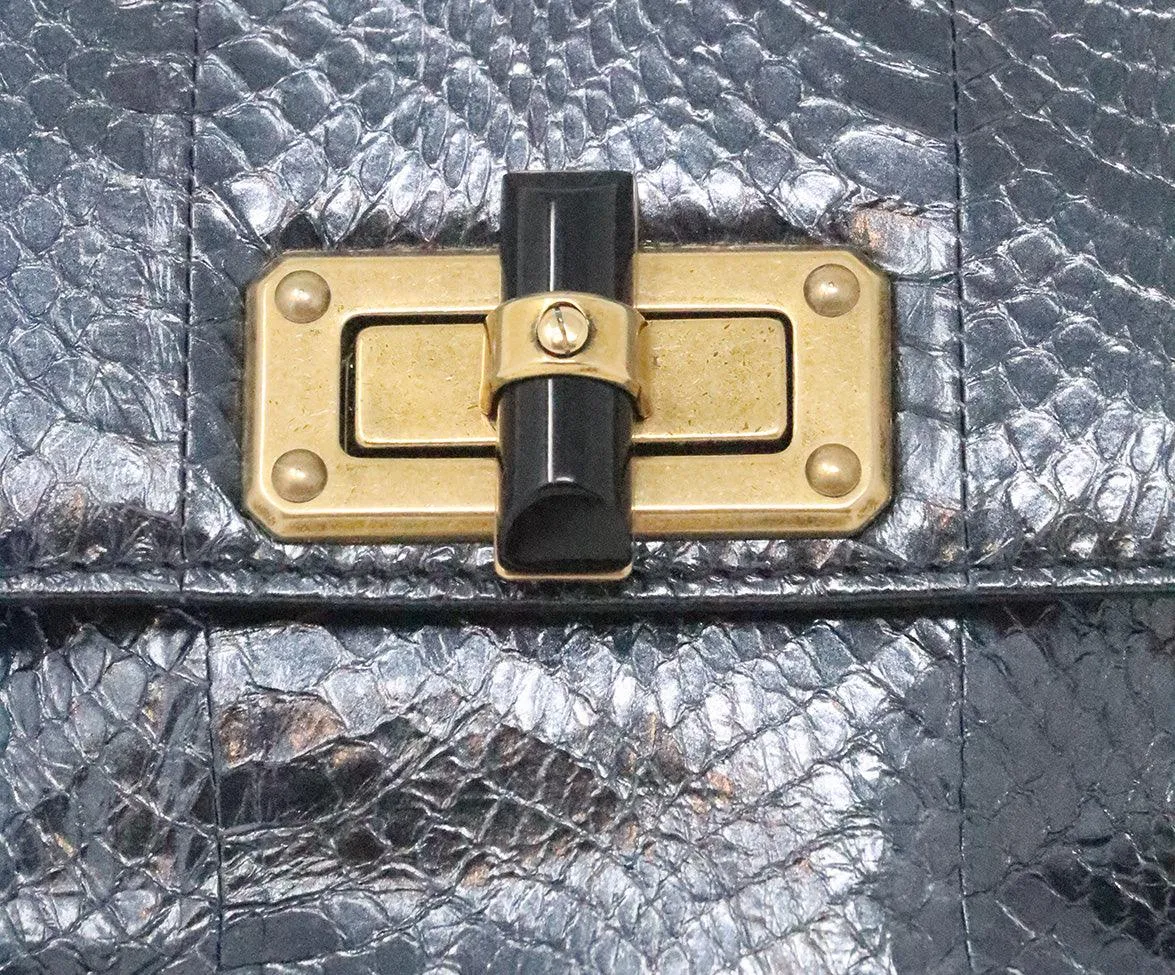 Lanvin Metallic Navy Snakeskin Crossbody