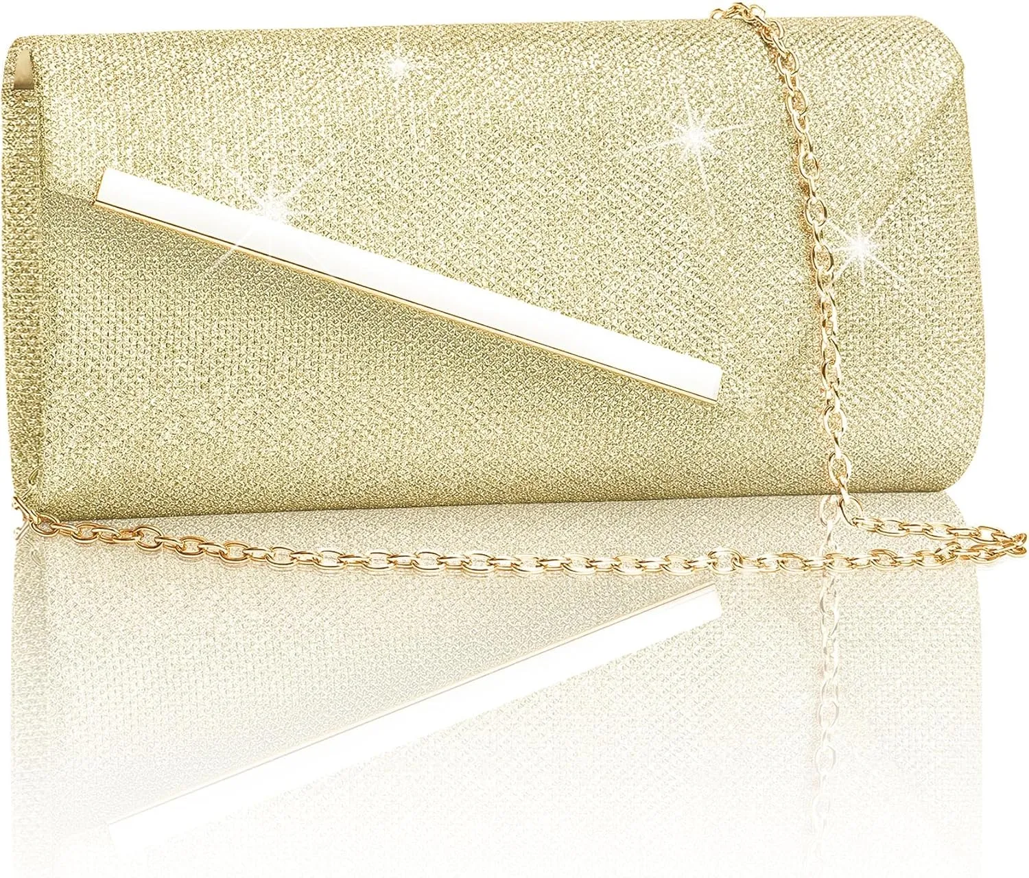 Larcenciel Glitter Evening Bag, Formal Envelope Clutch Purses for Women, Ladies Handbag for Wedding Party Cocktail Date Night