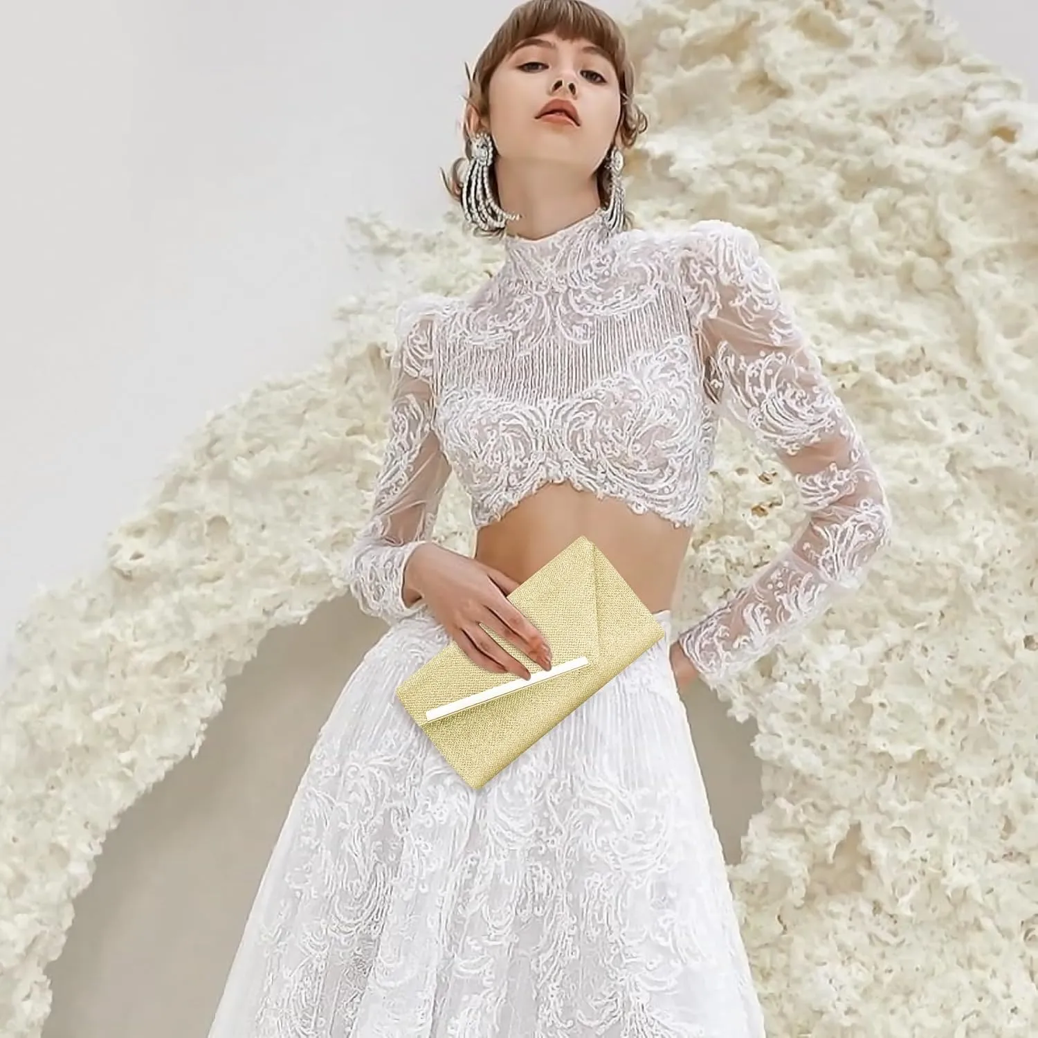 Larcenciel Glitter Evening Bag, Formal Envelope Clutch Purses for Women, Ladies Handbag for Wedding Party Cocktail Date Night