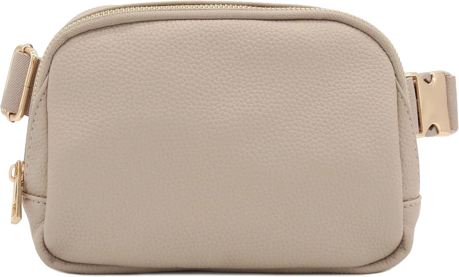 Lightweight Soft PU Pebbled Leather Fanny Pack Belt Bag with Gold Metal Buckle (Travertine)