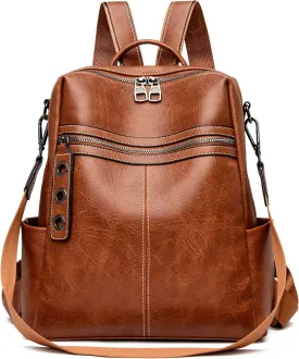 Maxoner Backpack Purse for Women Fashion Genuine Leather Convertible Shoulder Handbag Travel Bag Satchel Rucksack Ladies Bag