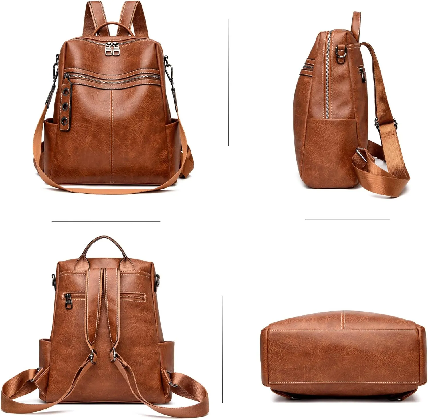 Maxoner Backpack Purse for Women Fashion Genuine Leather Convertible Shoulder Handbag Travel Bag Satchel Rucksack Ladies Bag