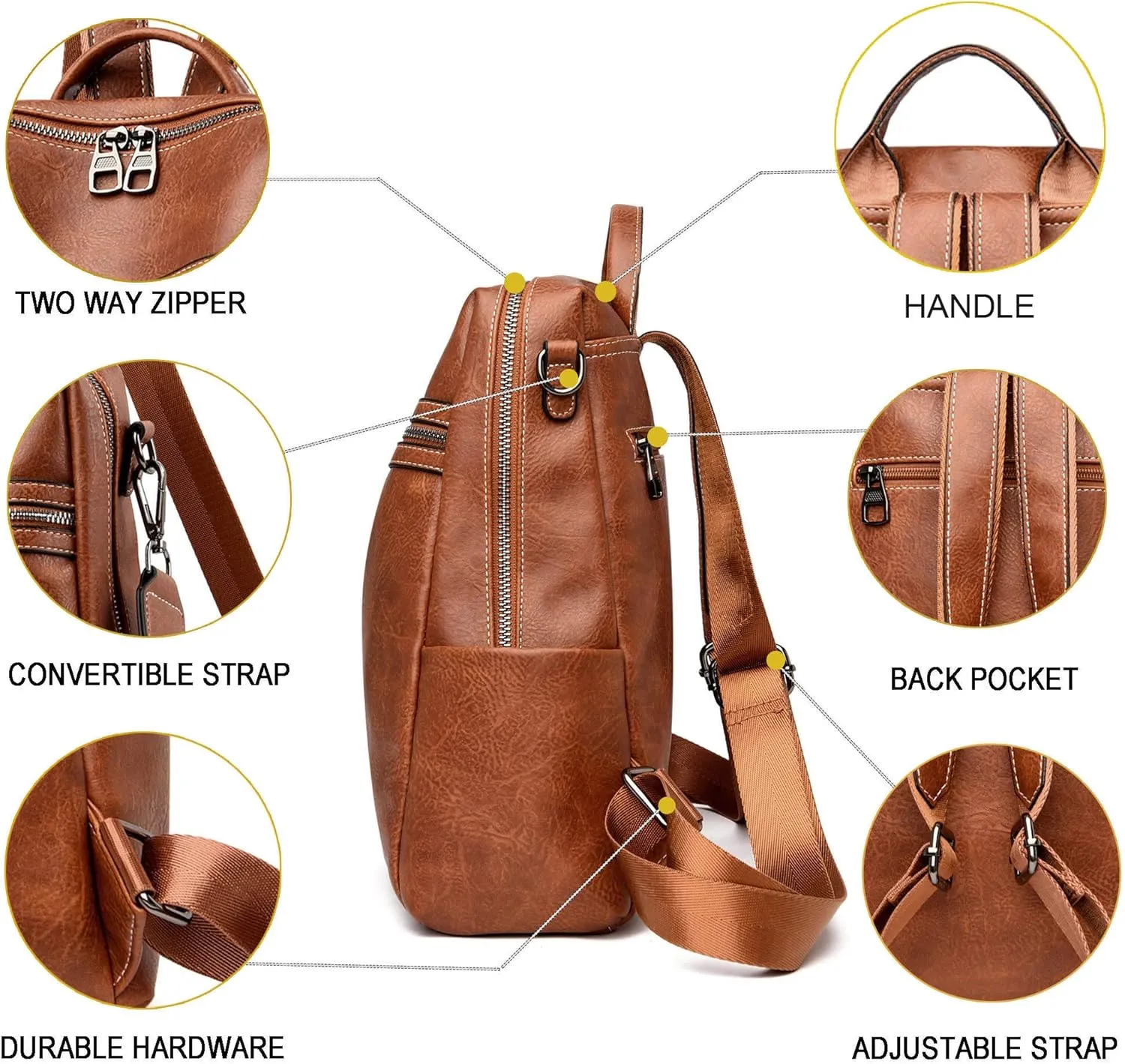 Maxoner Backpack Purse for Women Fashion Genuine Leather Convertible Shoulder Handbag Travel Bag Satchel Rucksack Ladies Bag
