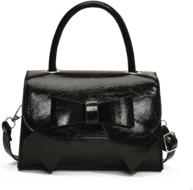 Mini Top Handle PU Flap Bag for Women - Elegant Bow Decor, Lightweight & Stylish Handbag