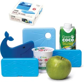 Monkey Business Back To Cool Ice Pack Set, 4 Reusable Ice Packs for Lunch Boxes and Cooler Bags, Colorful Camping Refillable Ice Pack for Food (Whale Set)