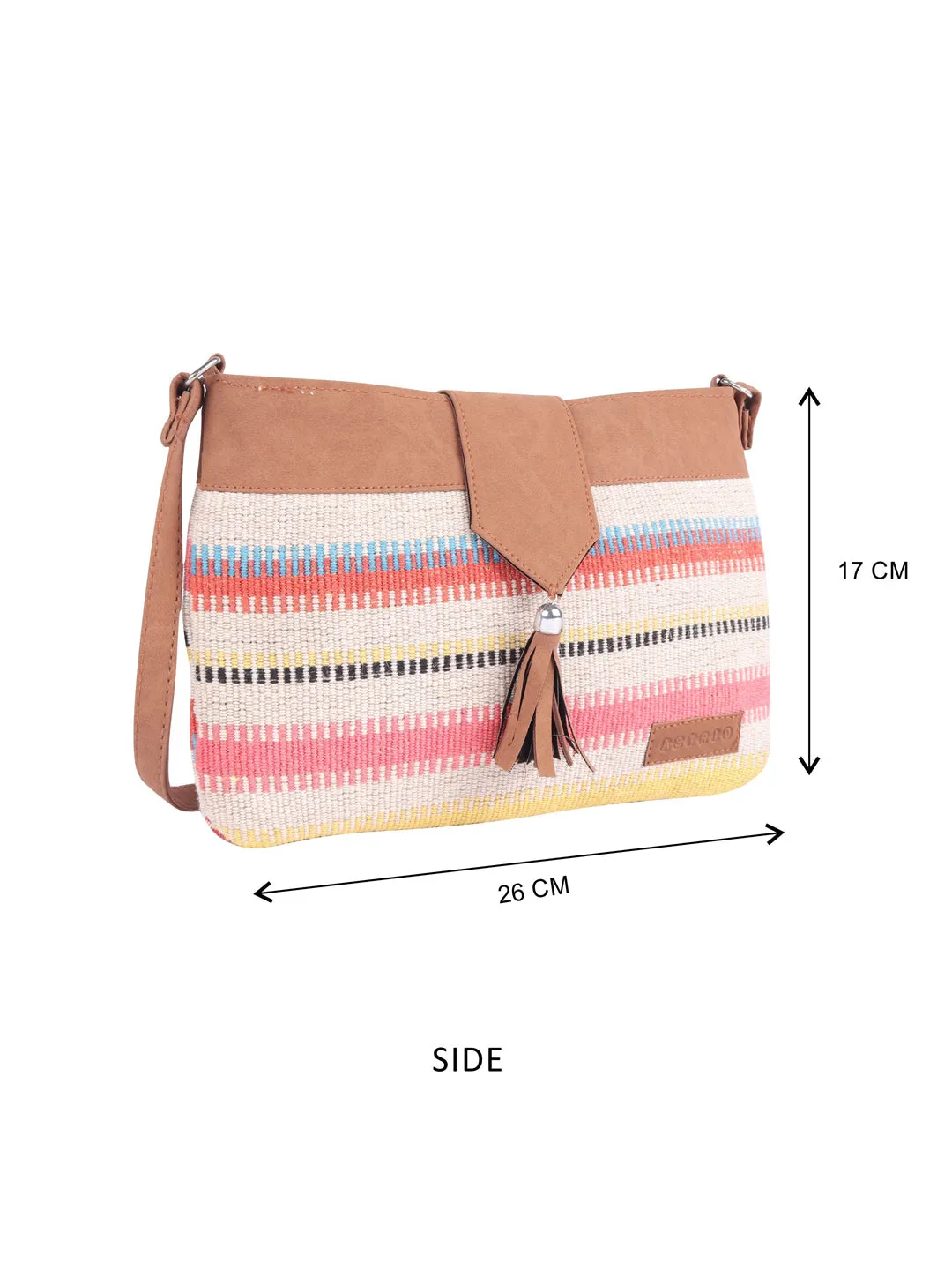 Multicolor Striped Crossbody Sling With Pu Strap