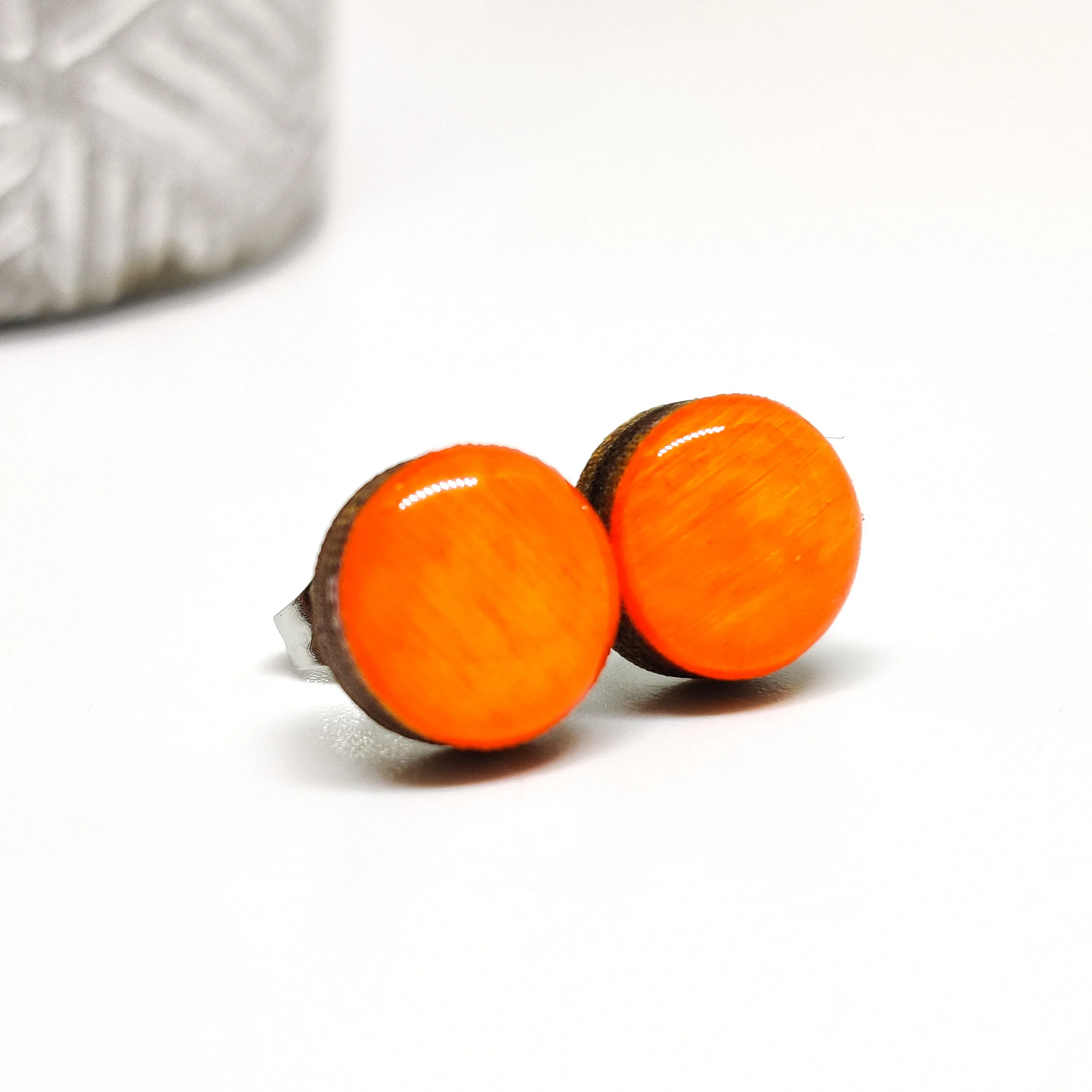Neon Orange Stud Earrings by Candi Cove Designs