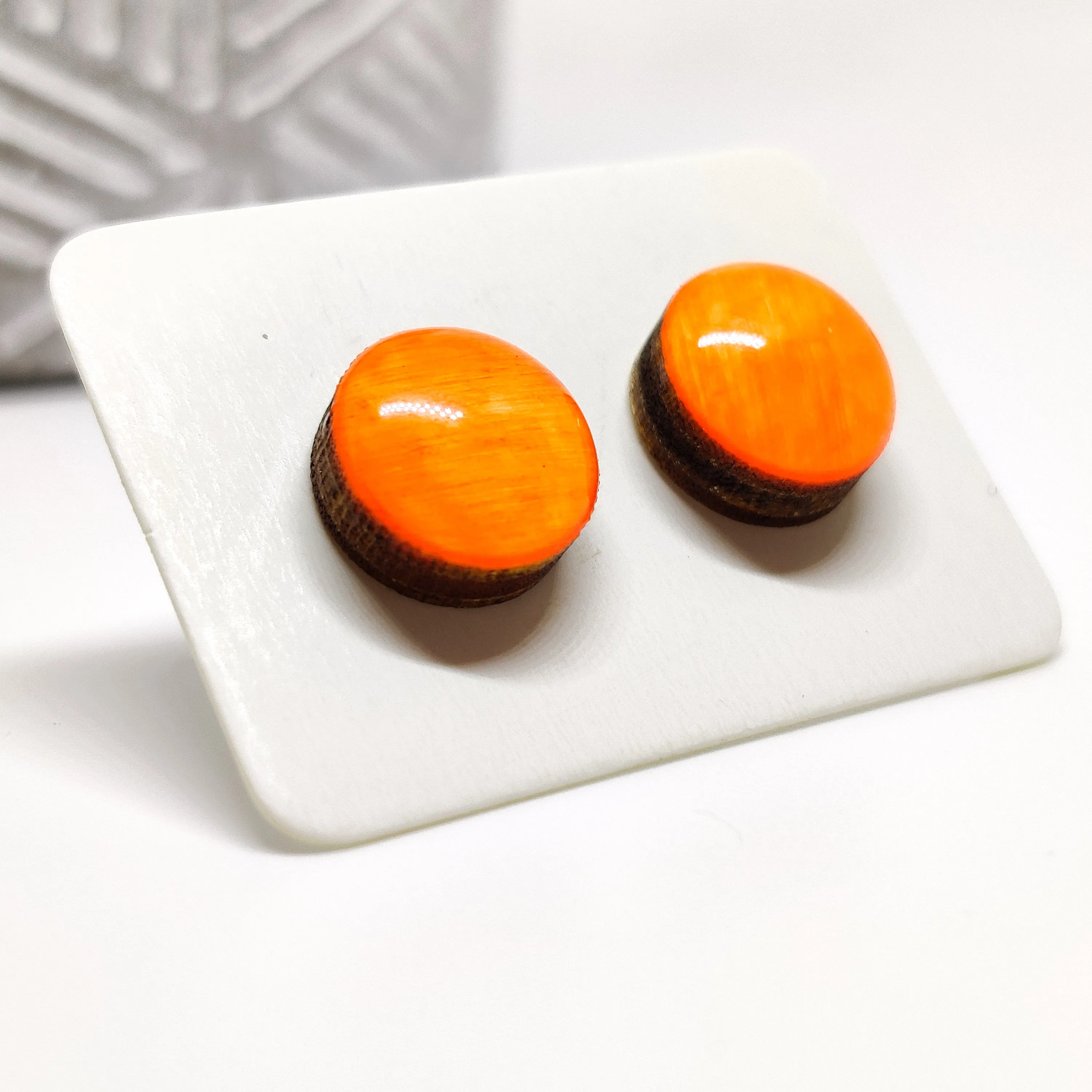 Neon Orange Stud Earrings by Candi Cove Designs