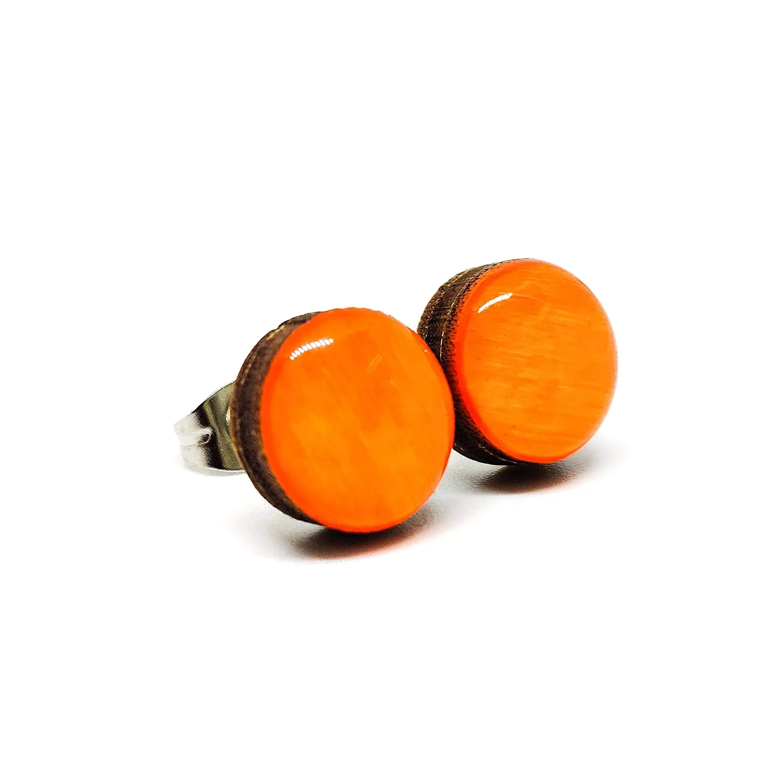 Neon Orange Stud Earrings by Candi Cove Designs