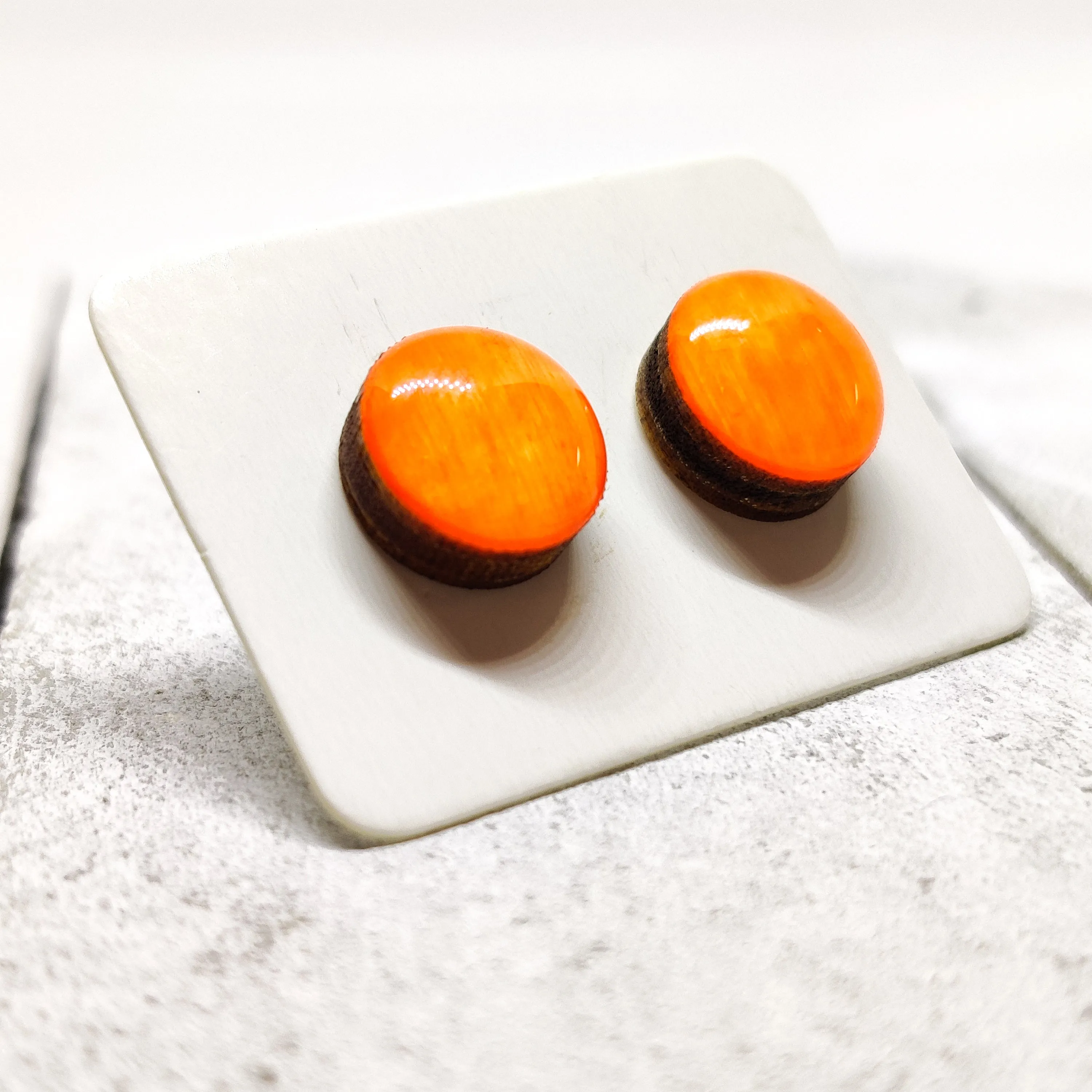 Neon Orange Stud Earrings by Candi Cove Designs