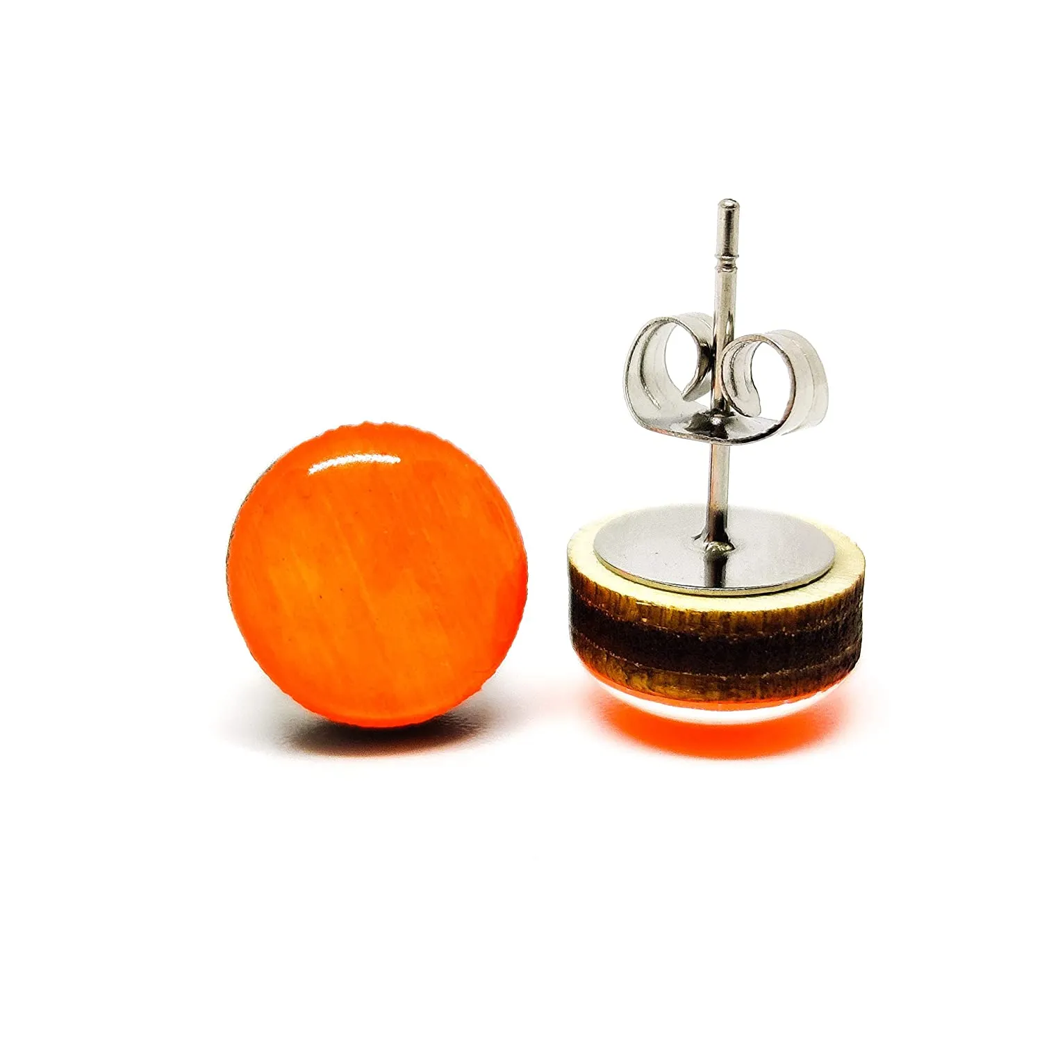 Neon Orange Stud Earrings by Candi Cove Designs