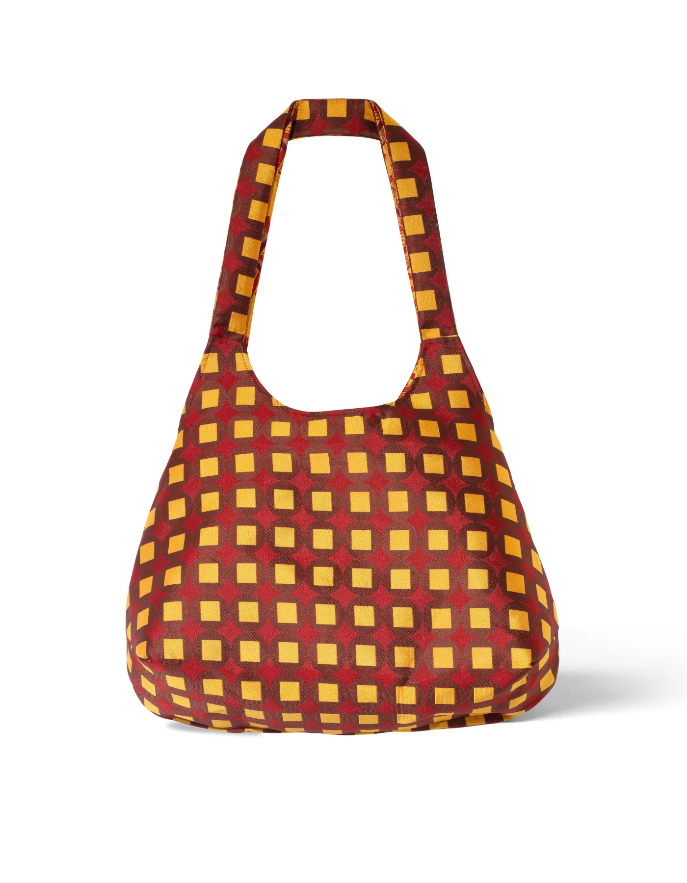Orange And Brown Print Jacquard Reversible Slouchy Tote Bag