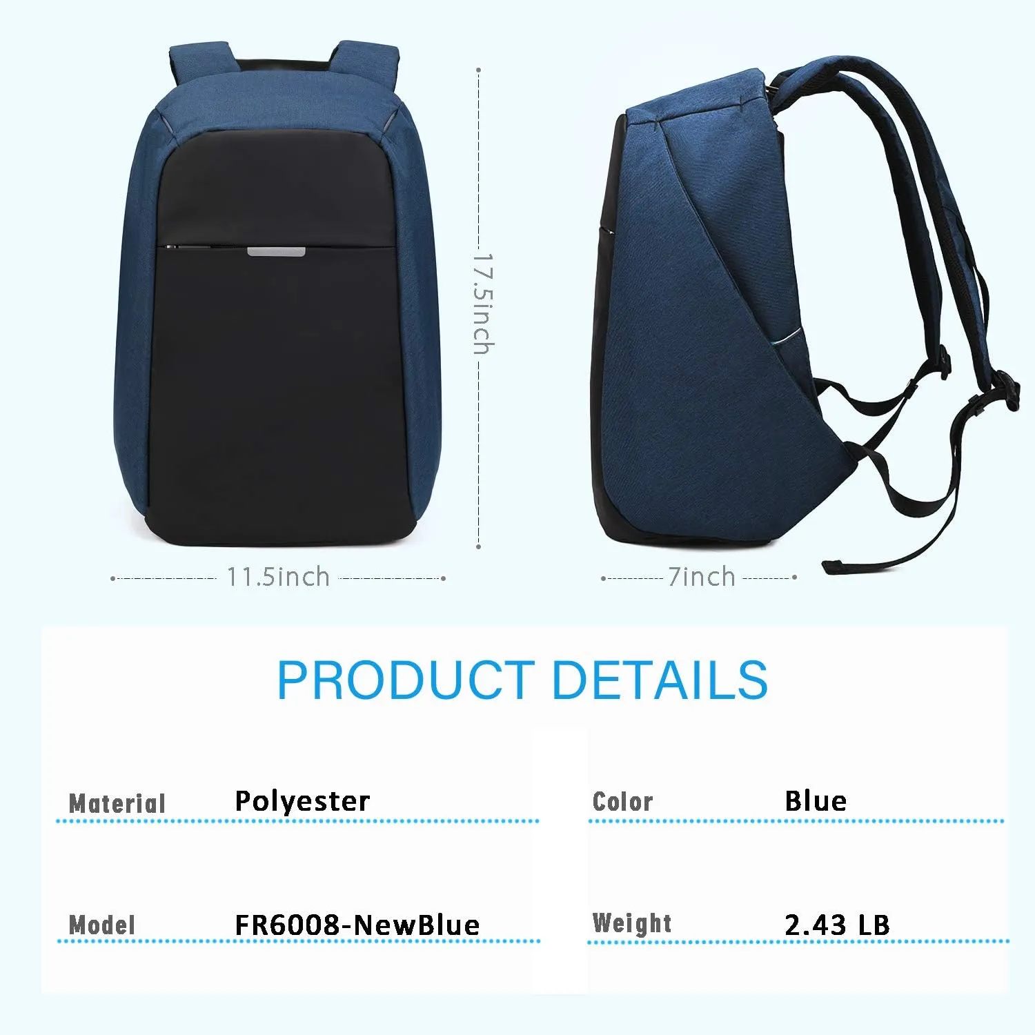 oscaurt Anti Theft Backpack 15.6 Inch Laptop Travel Backpack with Hidden Zipper and USB Charging Port Waterproof Business Computer Bag for Men & Women
