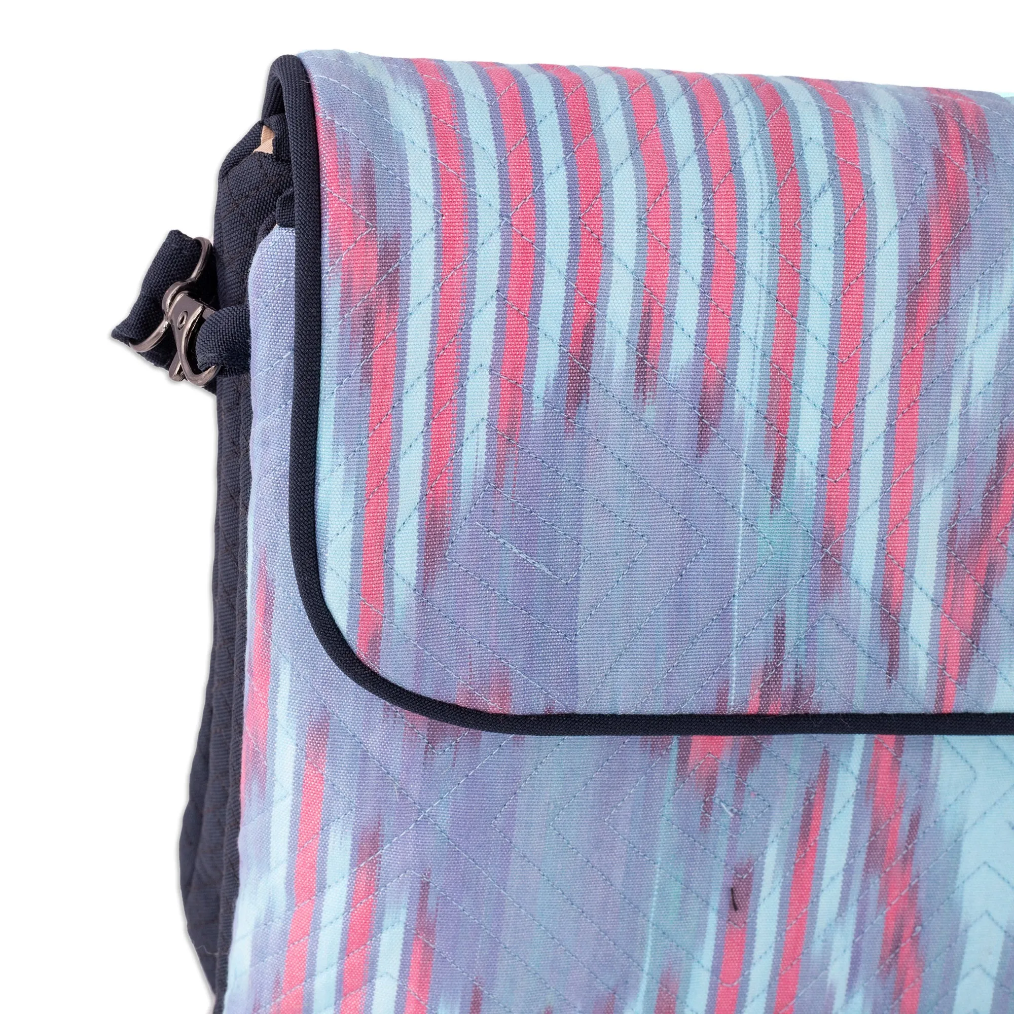 Pink and Blue Ikat Patterned Sling Bag from Uzbekistan - Uzbekistan Winds | NOVICA