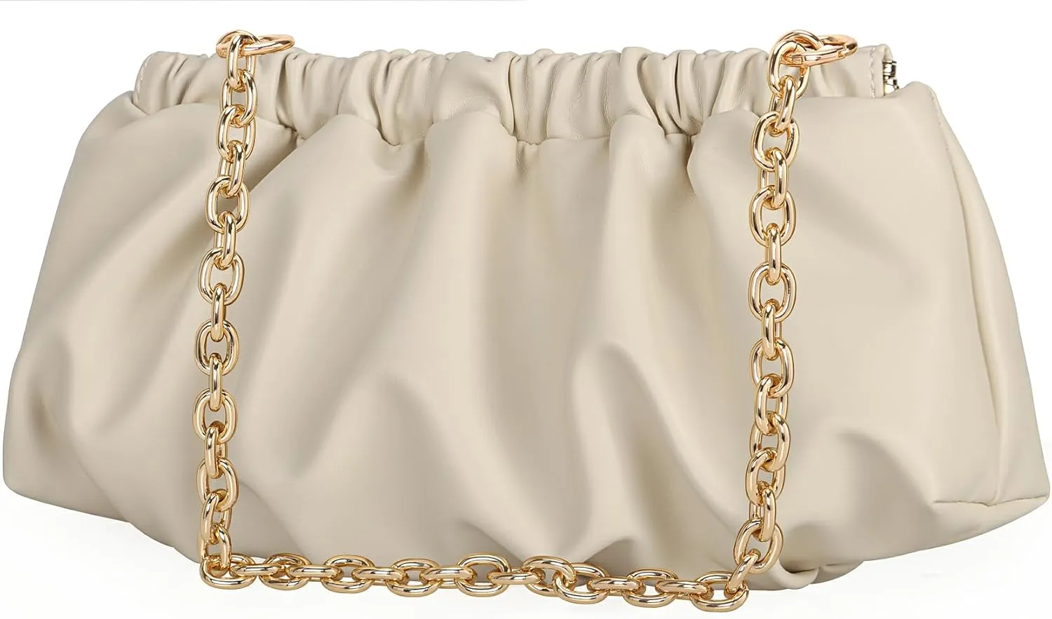 Pleated Evening Bag Soft Vegan Leather Dressy Clutch Purse Formal Ruched Handbag for Women