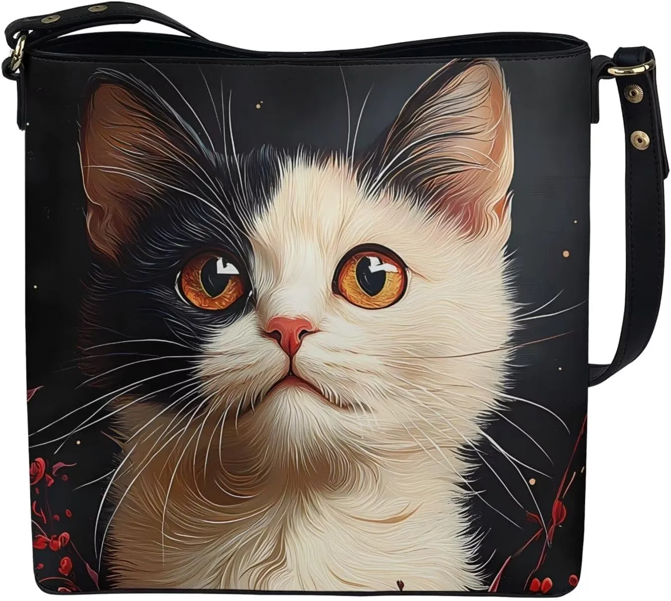PU Leather Purse for Women Vintage Floral Bucket Tote Bag Crossbody Hobo Handbag, Skulls Satchel Shoulder Tote Bags