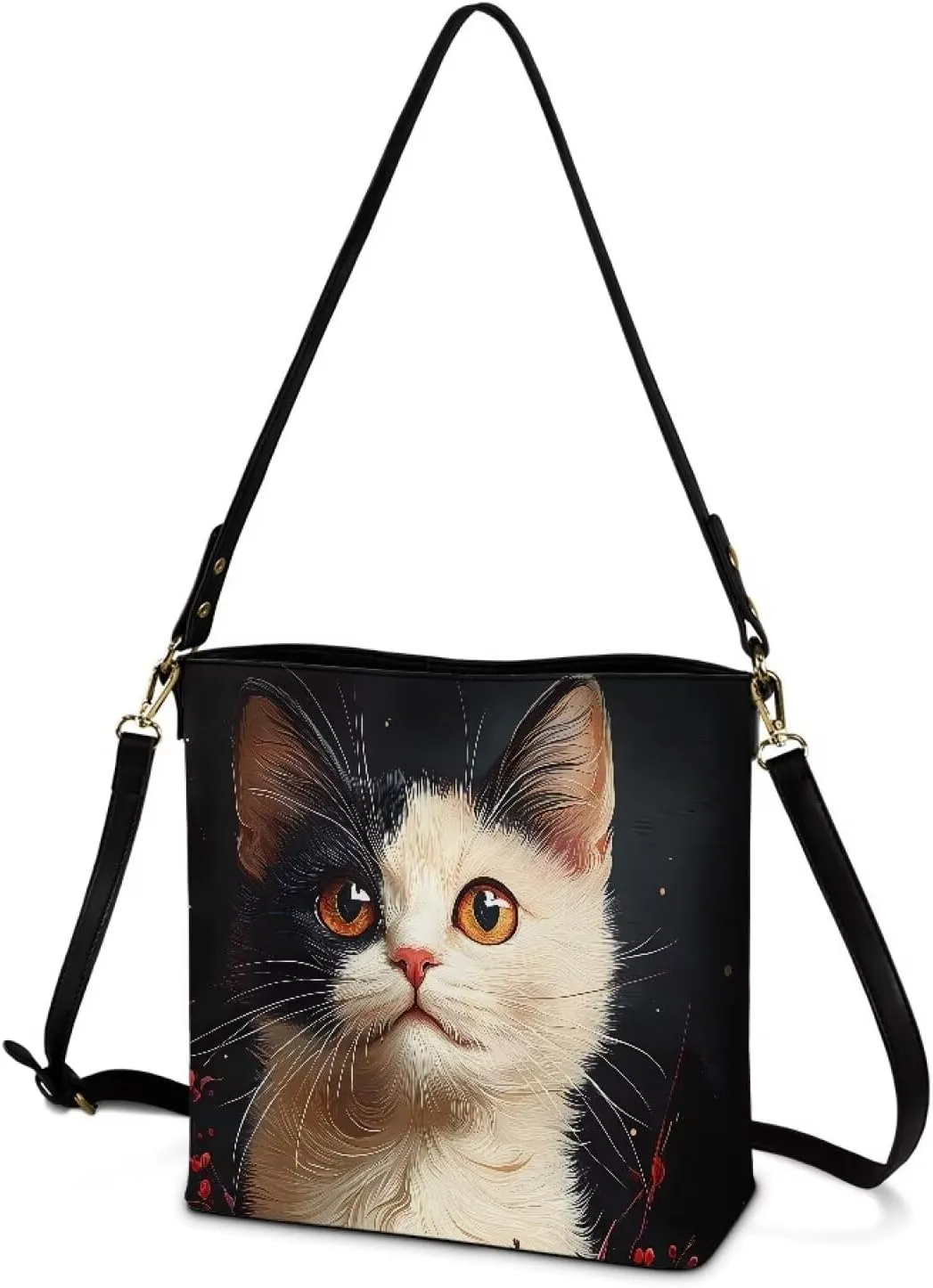 PU Leather Purse for Women Vintage Floral Bucket Tote Bag Crossbody Hobo Handbag, Skulls Satchel Shoulder Tote Bags