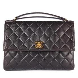 Quilted Lambskin Leather Top Handle Satchel