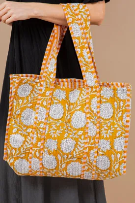 Quilted Tote Bag Reversible - Yellow