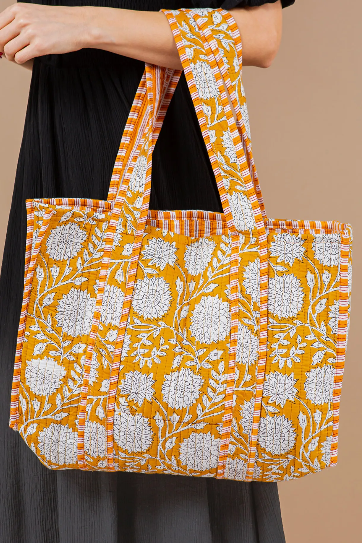 Quilted Tote Bag Reversible - Yellow