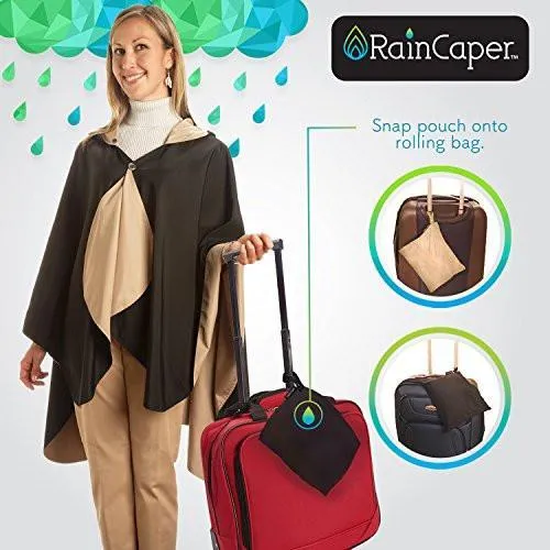 RainCaper Reversible Rain Cape in Black With Coco Plaid