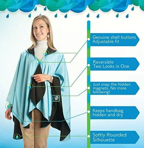RainCaper Reversible Rain Cape in Black With Coco Plaid