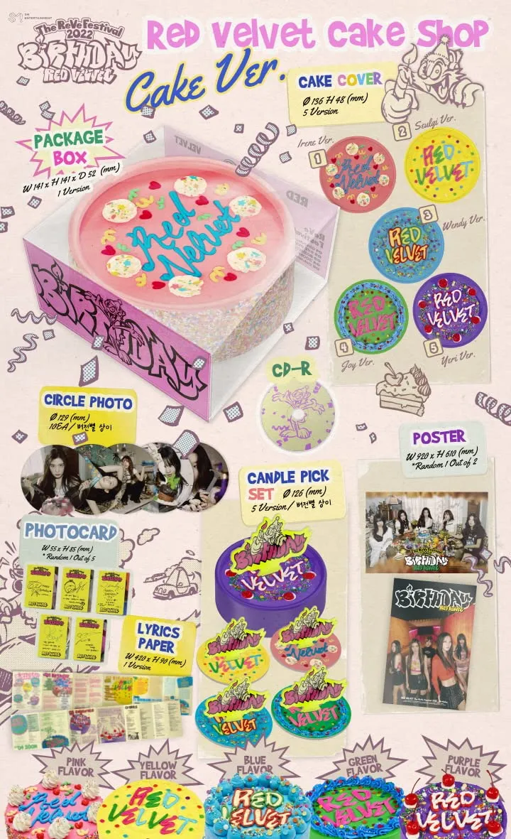 Red Velvet The ReVe Festival 2022 : Birthday Cake Version JOY Green Cover 10p Circle Photo 1ea Candle Pick 1p PhotoCard Lyrics Paper Tracking Sealed