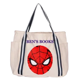 Reversible Sequin Spiderman Luxe Tote Bag