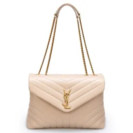 Saint Laurent Loulou Medium Bag in Quilted "Y" Leather in Taupe