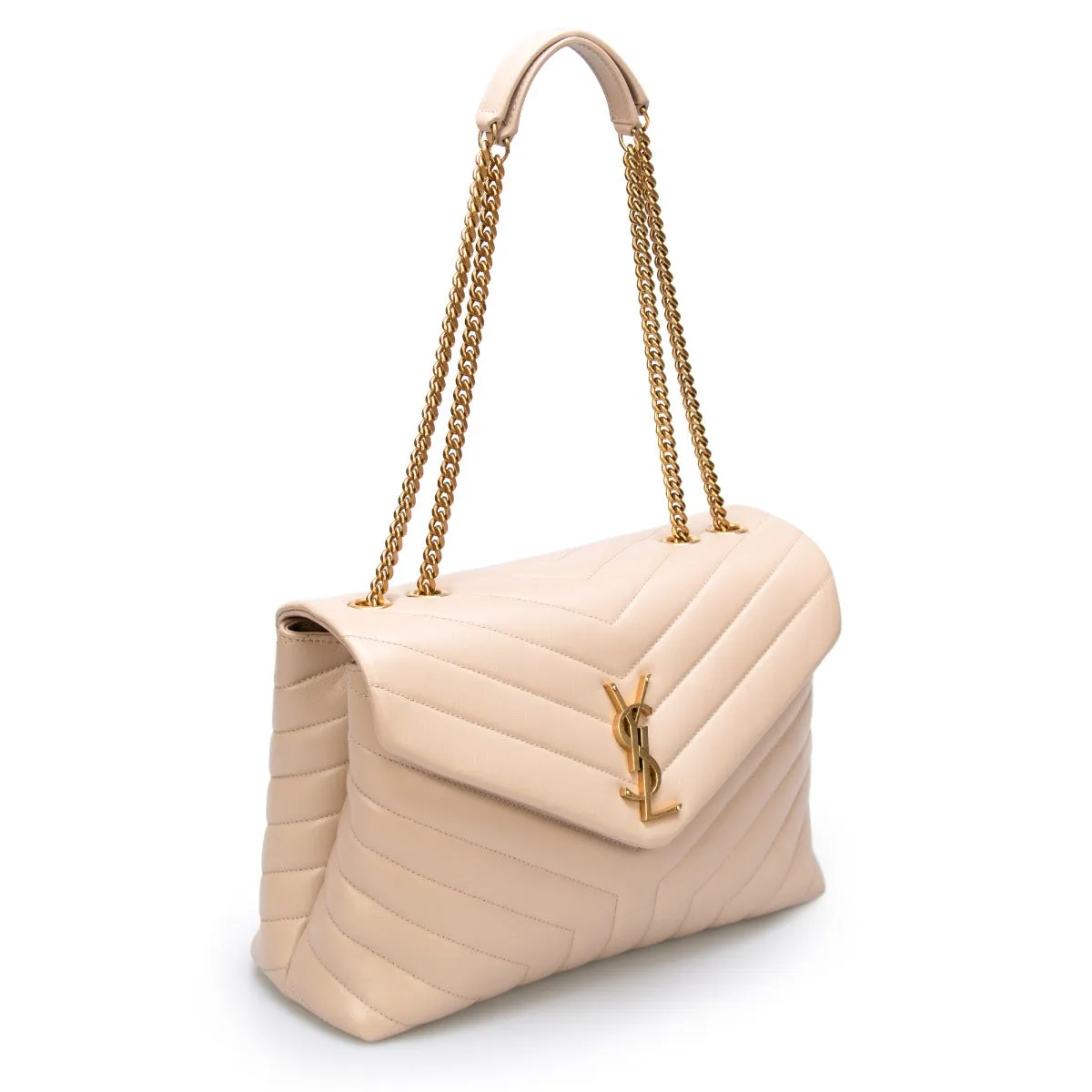 Saint Laurent Loulou Medium Bag in Quilted "Y" Leather in Taupe