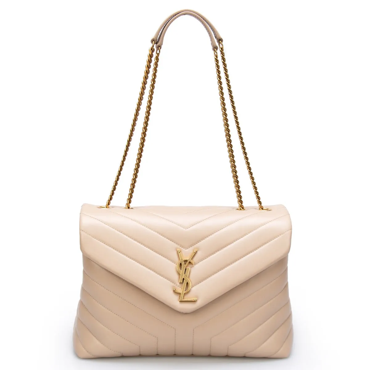 Saint Laurent Loulou Medium Bag in Quilted "Y" Leather in Taupe