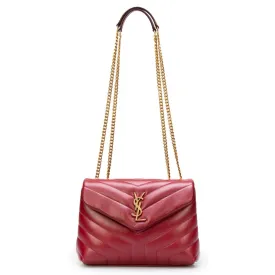 Saint Laurent Loulou Small Bag in Quilted "Y" Leather in Red