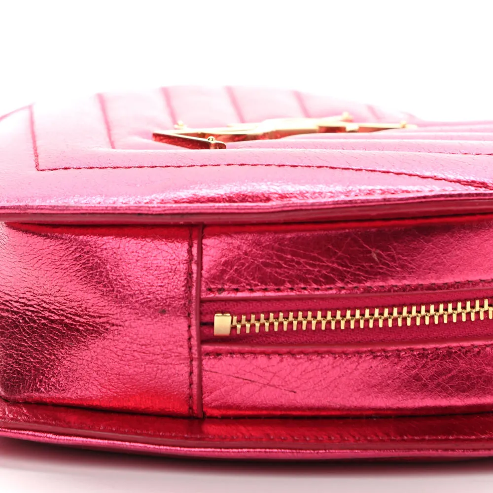 Saint Laurent Pink Chevron Monogram Small Love Heart Chain Bag