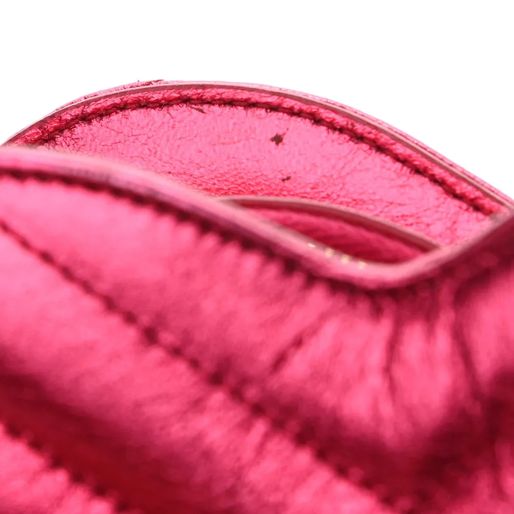 Saint Laurent Pink Chevron Monogram Small Love Heart Chain Bag