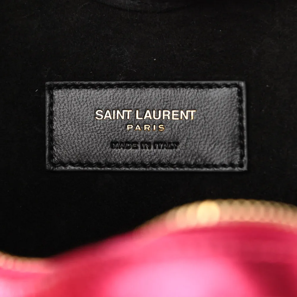 Saint Laurent Pink Chevron Monogram Small Love Heart Chain Bag