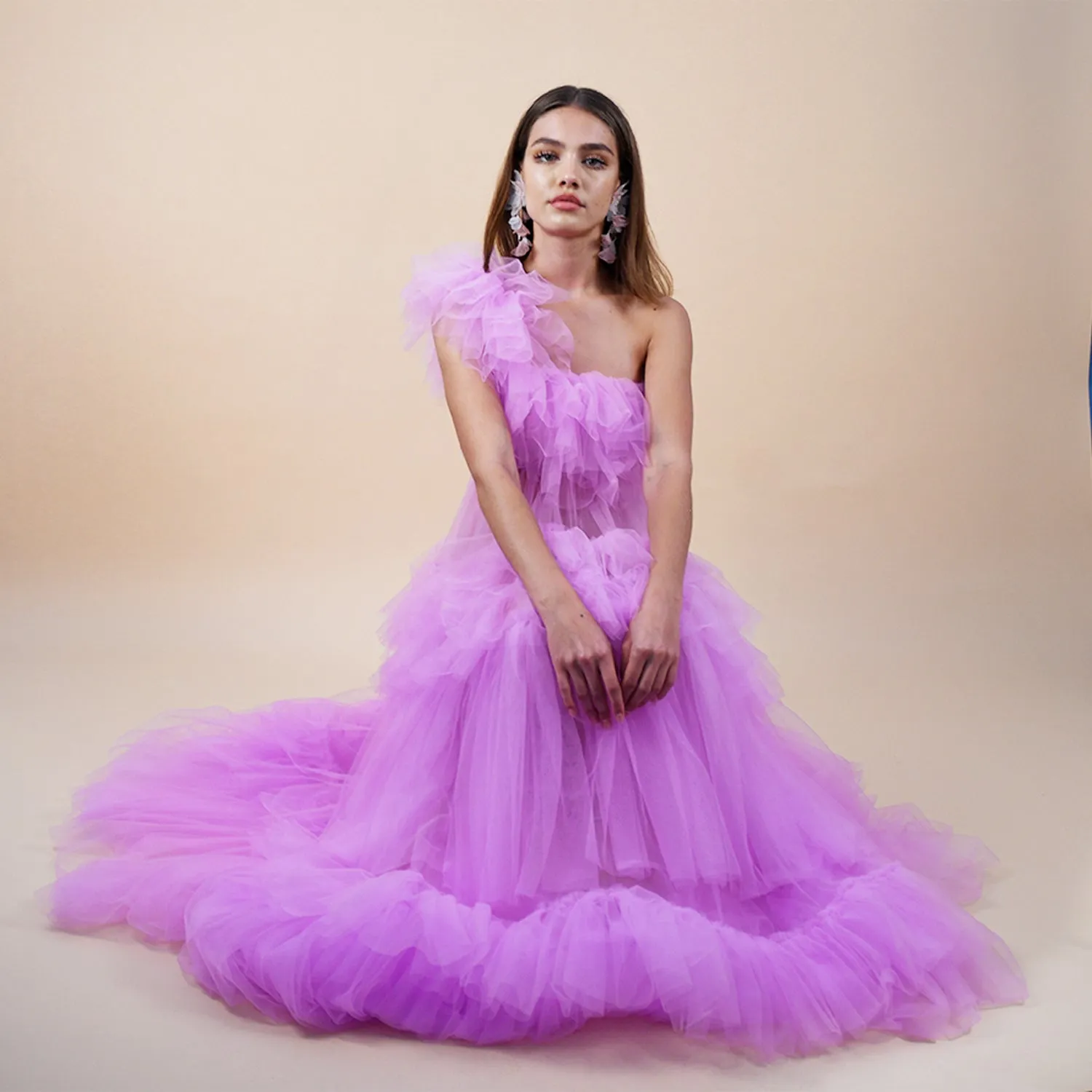 Seren One Shoulder Tulle Gown