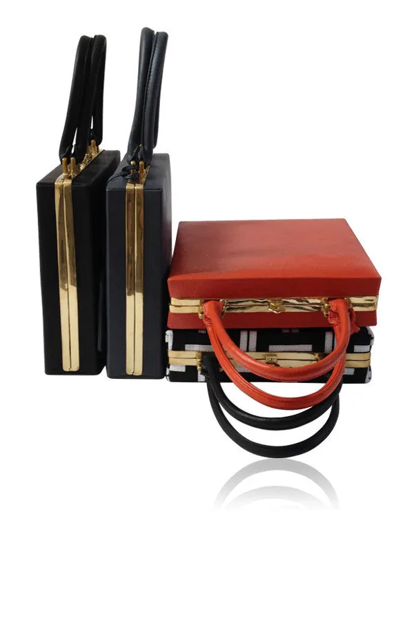 SLOGAN 'LIGHTENING' FRAME LEATHER AND SNAKESKIN SATCHEL