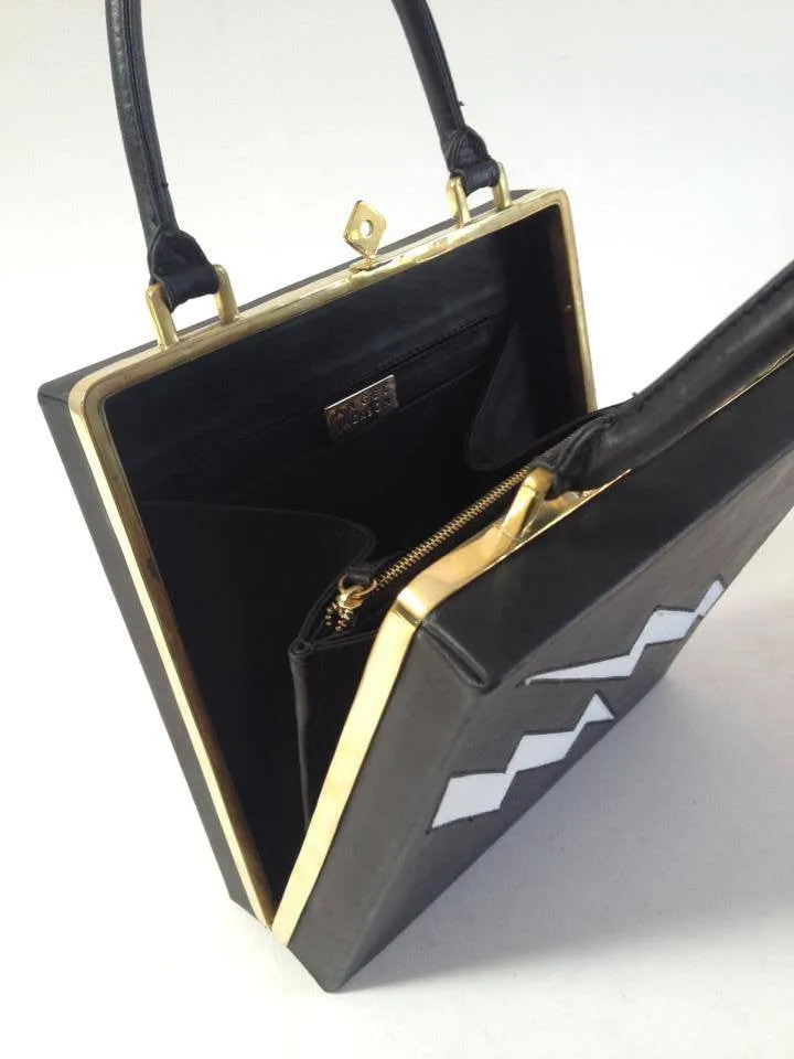 SLOGAN 'LIGHTENING' FRAME LEATHER SATCHEL