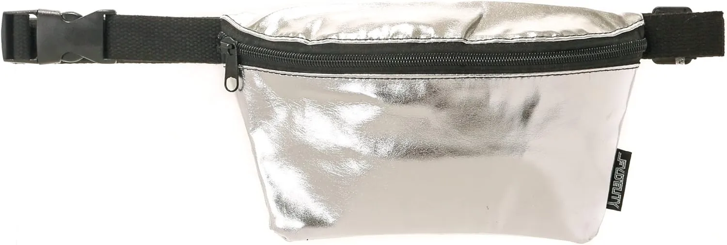 Small Fanny Packs for Women  80s/90s Slim Bum Bag  Unisex Crossbody Waist Belt Bag for Travel, Festivals, Sports & Daily Use  Waist Belt Bag for Women | Metallic Silver