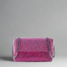 SONDRA ROBERTS - Rhinestone Flap Bag - Pink