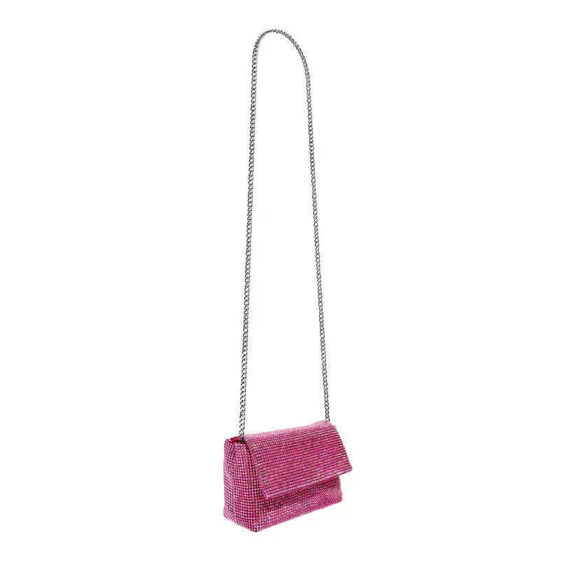 SONDRA ROBERTS - Rhinestone Flap Bag - Pink