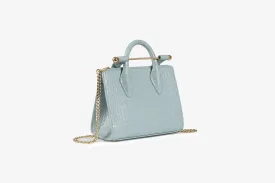 The Strathberry Nano Tote - Croc-Embossed Leather Duck Egg Blue